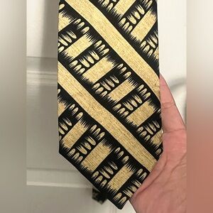 Gold and Black Geometric Pattern Tie